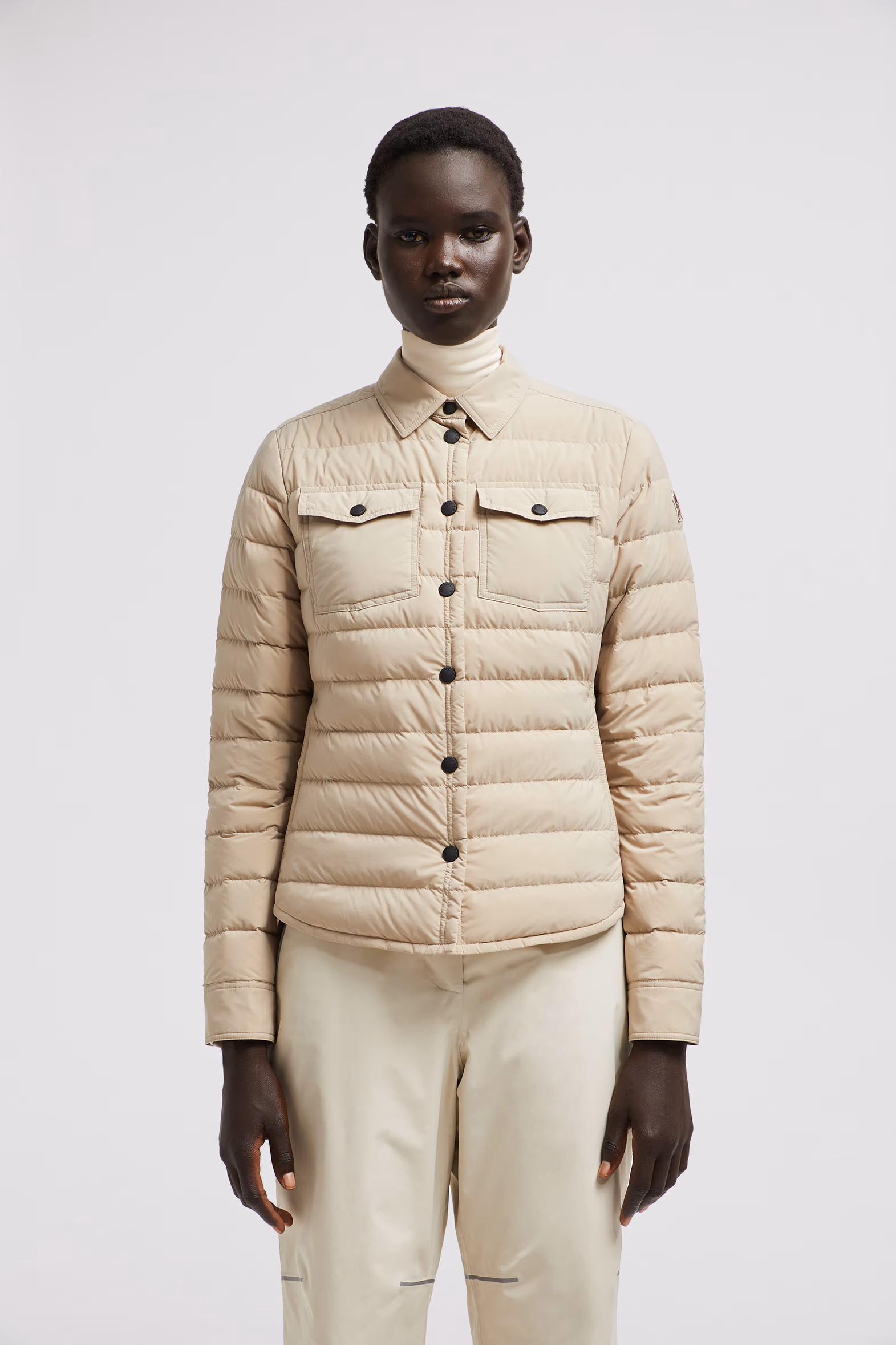 Rozes Packable Down Shirt Jacket Women Light Beige Moncler 3